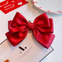 1pc Classic Satin Double Bow Hair Clip