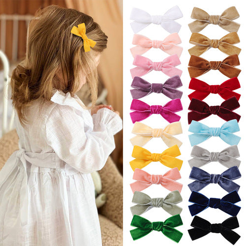 Multicolored Bow Velvet Hair Clips