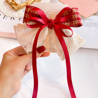 1pc Timeless Tweed and Lace Big Bow Hair Clip