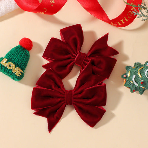2pcs Velvet Bow Hair clips