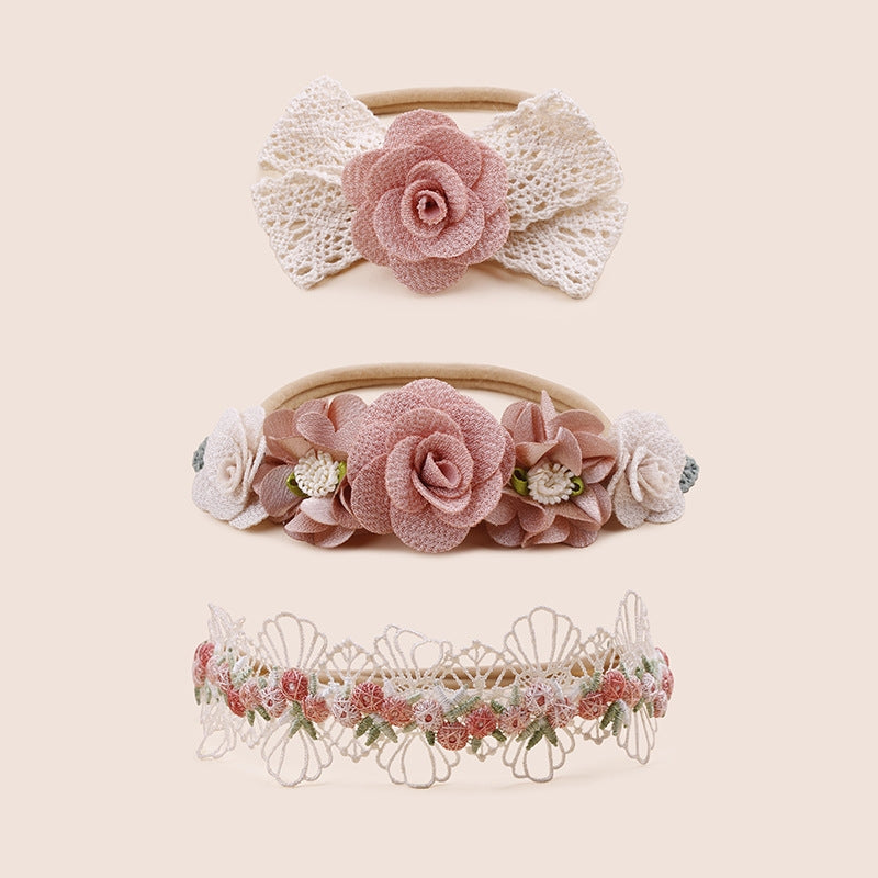 Rose quartz thin baby headband set