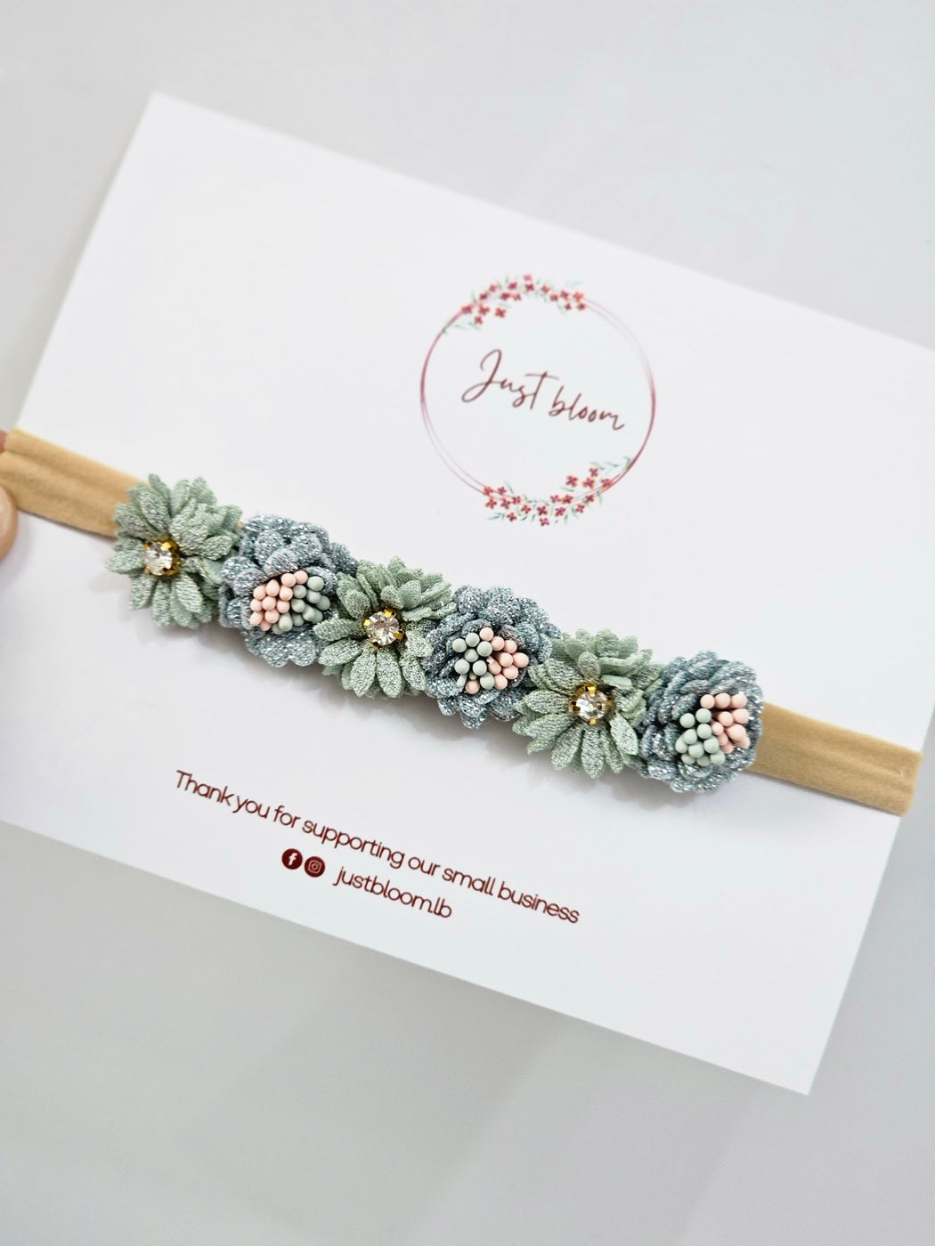Aqua floral baby headband