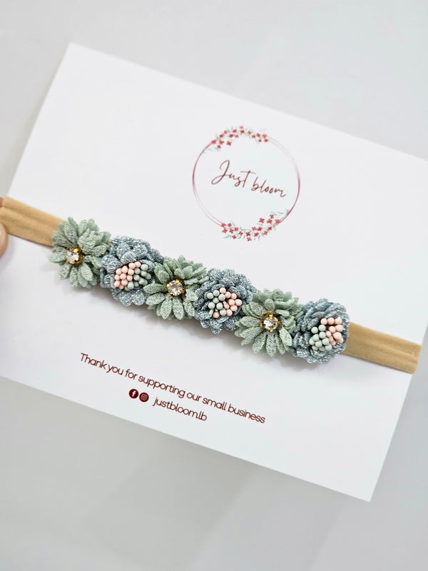 Aqua floral baby headband