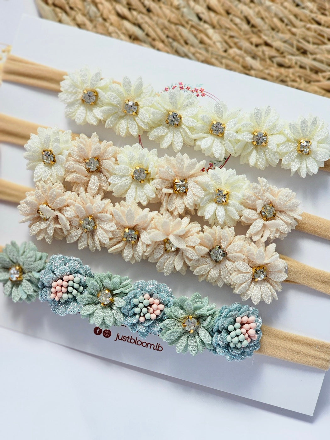 Aqua floral baby headband