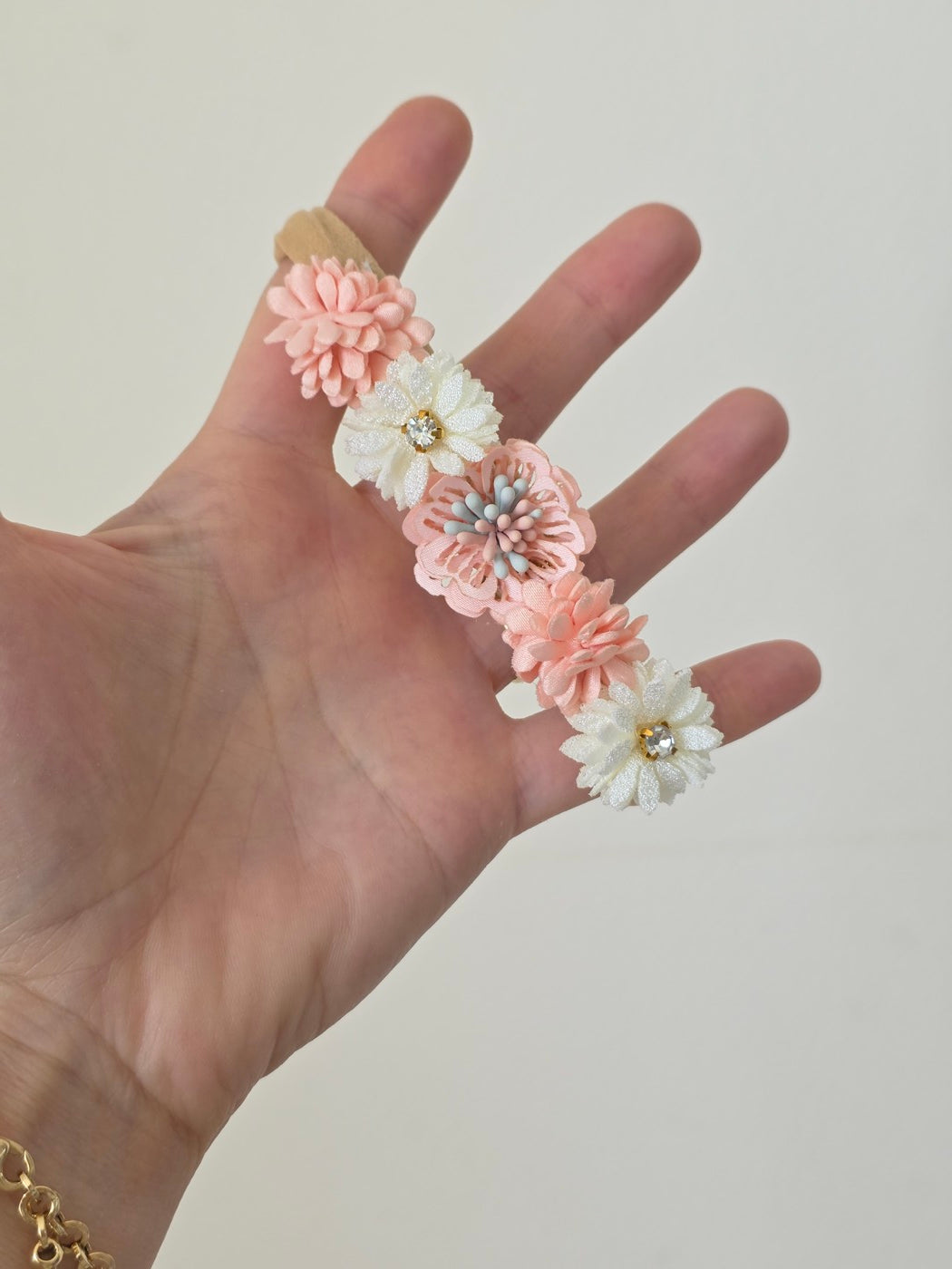 Mixed punk/white floral baby headband