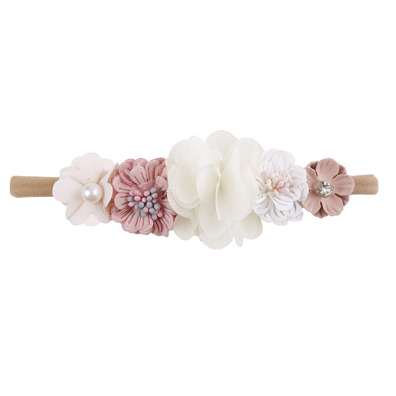 Mixed Bois des roses/offwhite  floral baby headband