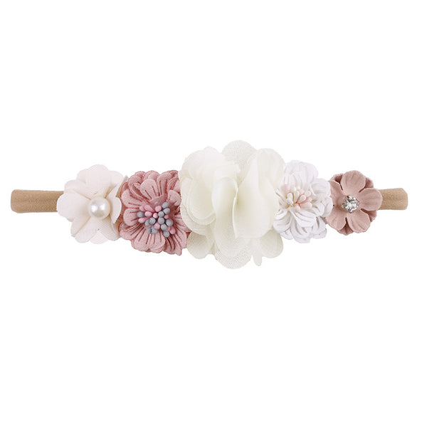 Mixed Bois des roses/offwhite  floral baby headband