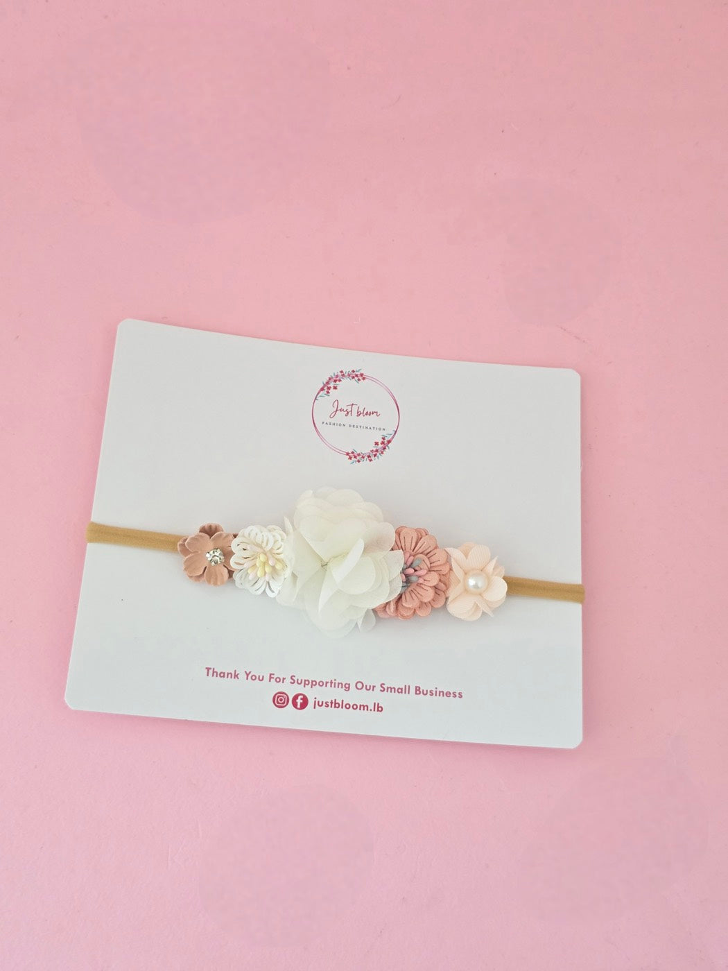 Mixed Bois des roses/offwhite  floral baby headband