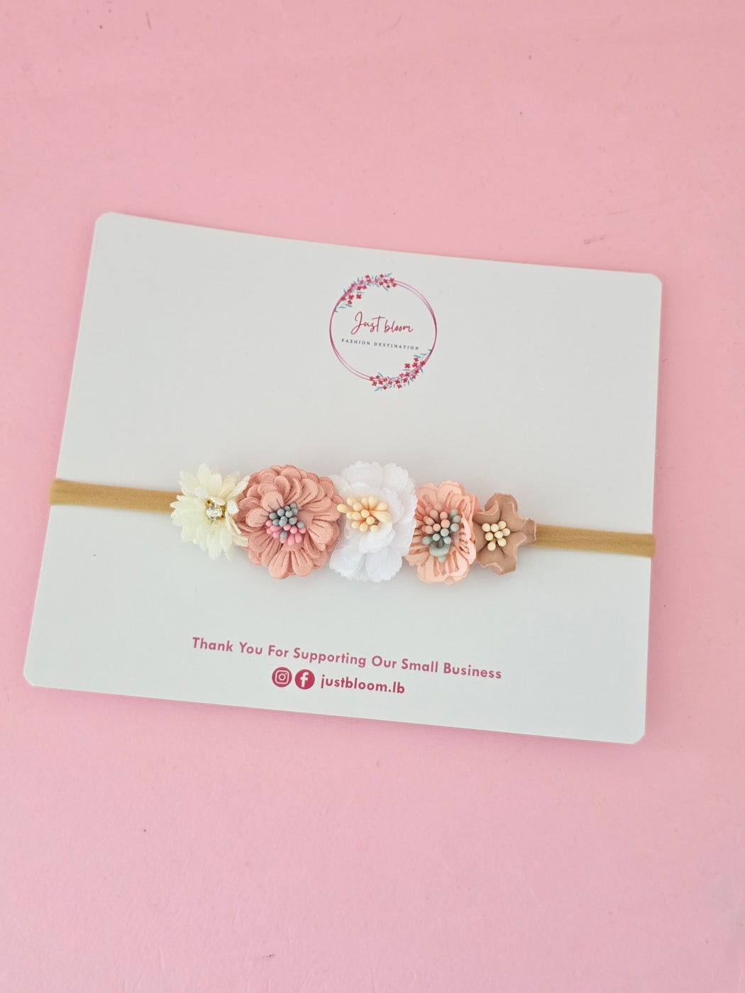 Mixed white/pink floral headband