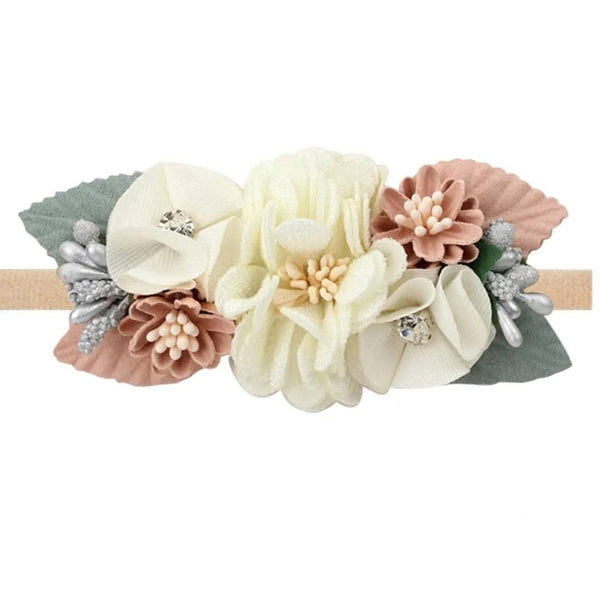 Mint green/offwhite floral baby headband