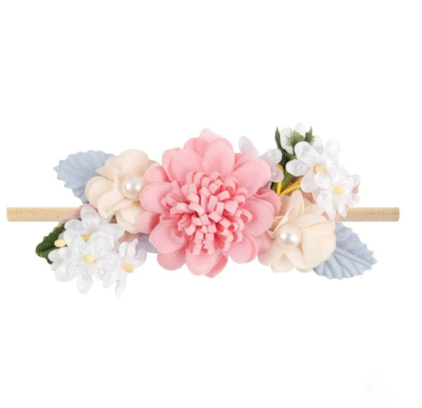 Pink/blue floral baby headband