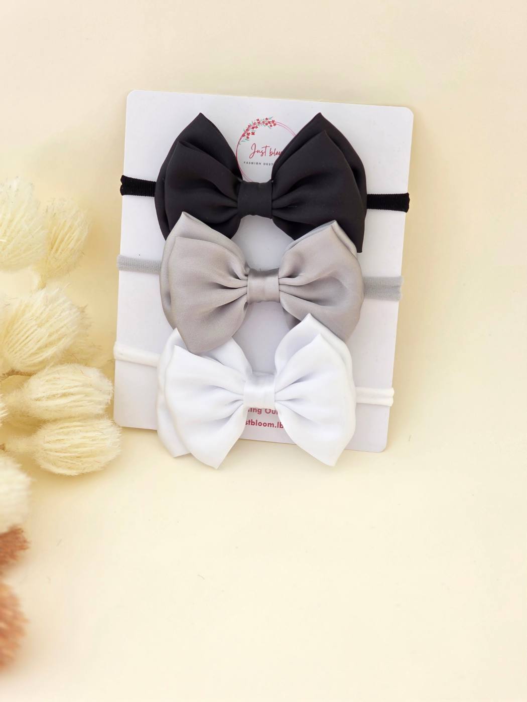 3pcs big bow black/grey/white baby headband set