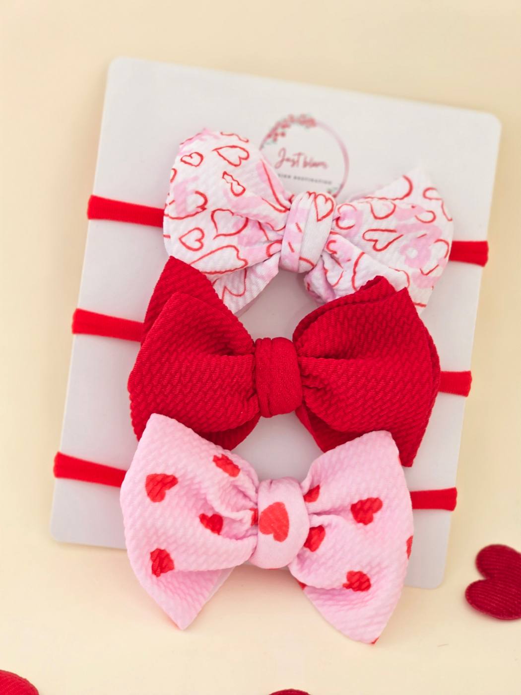 3pcs big bow pink/red baby headband set