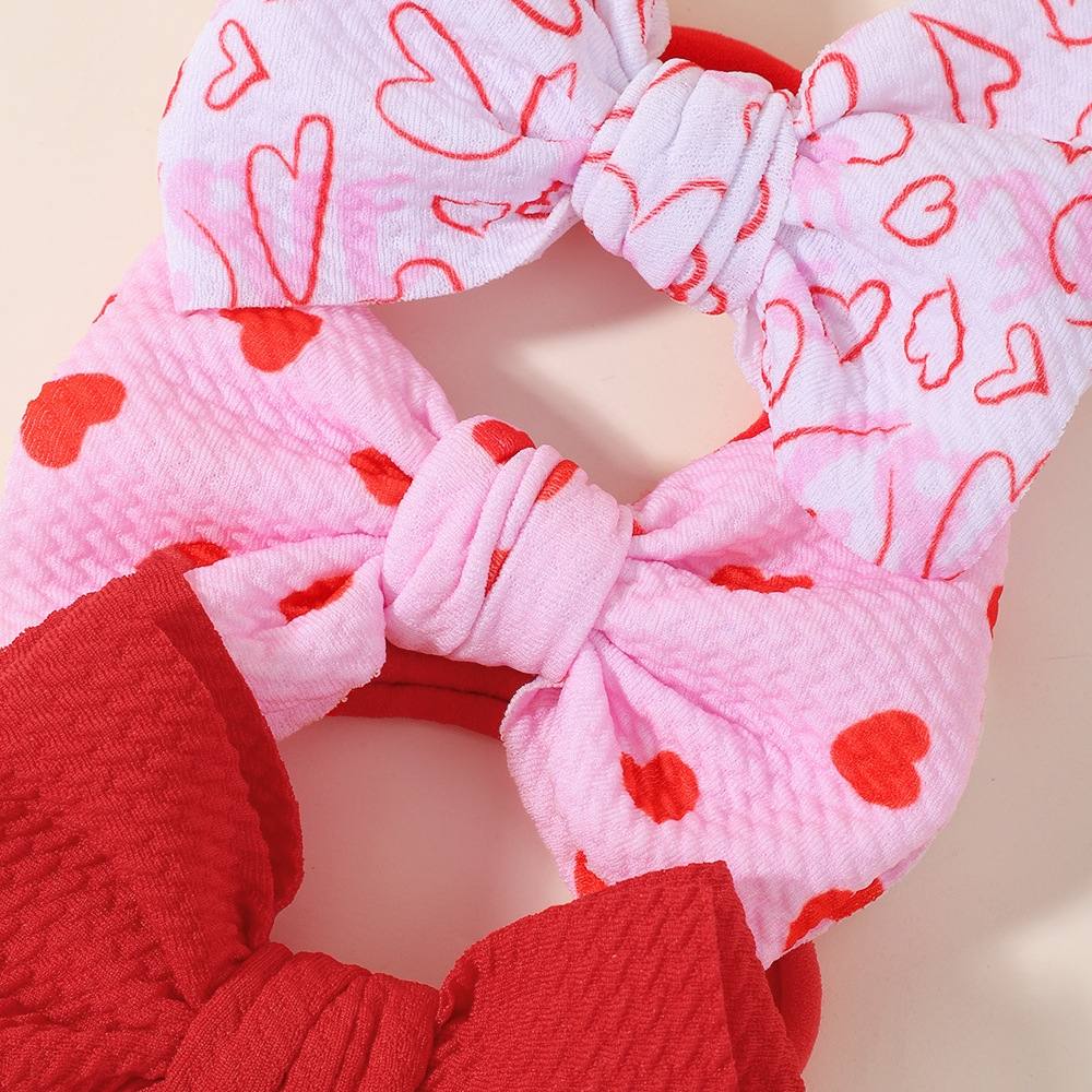3pcs big bow pink/red baby headband set