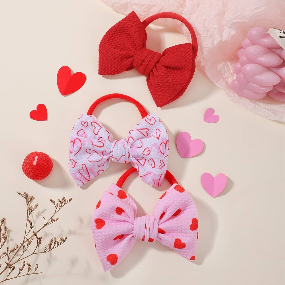 3pcs big bow pink/red baby headband set