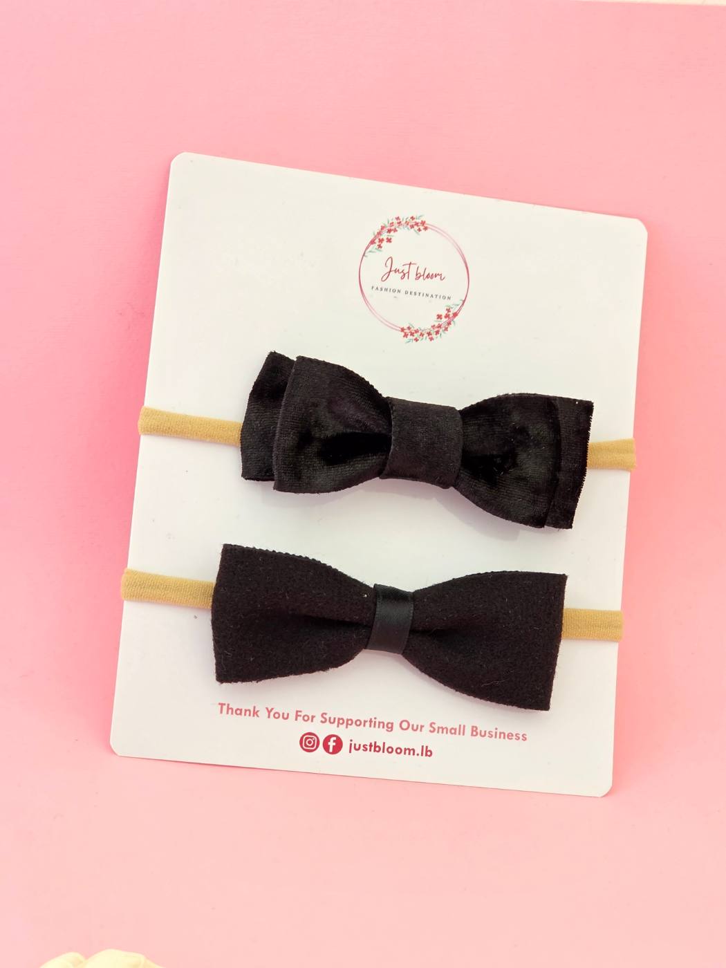 2pcs black bow baby headband set