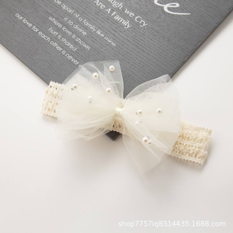 Tulle Bow baby headband with pearls