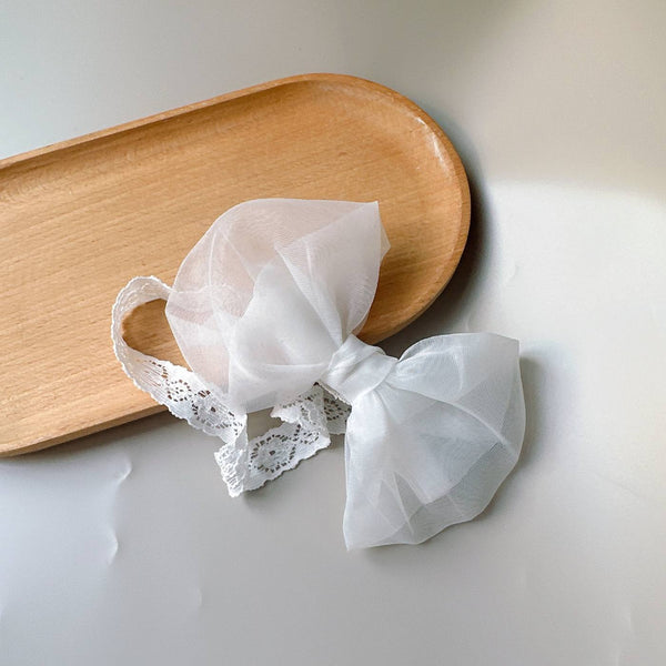 White Shiffon Bow Baby headband
