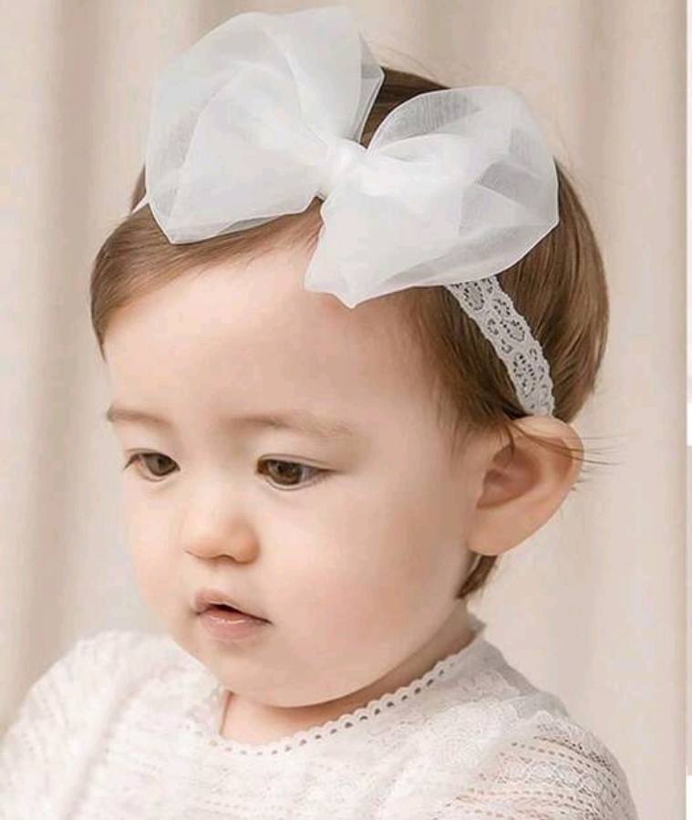 White Shiffon Bow Baby headband