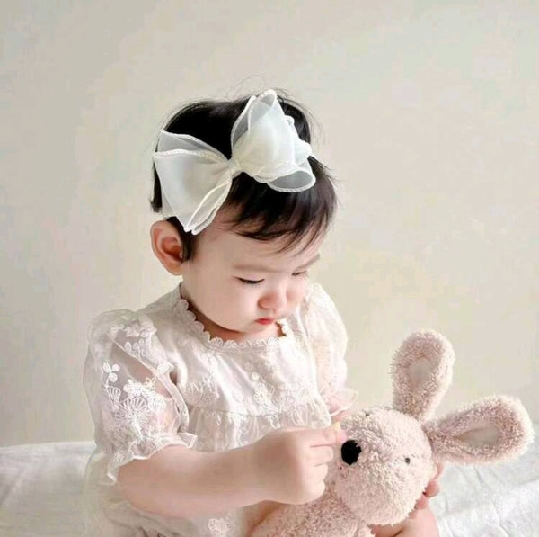 Offwhite shiffon big bow baby headband
