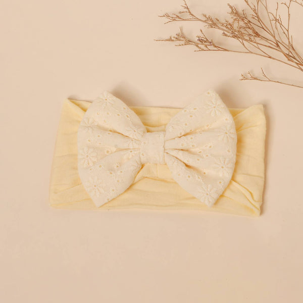 Butter yellow big bow baby headband
