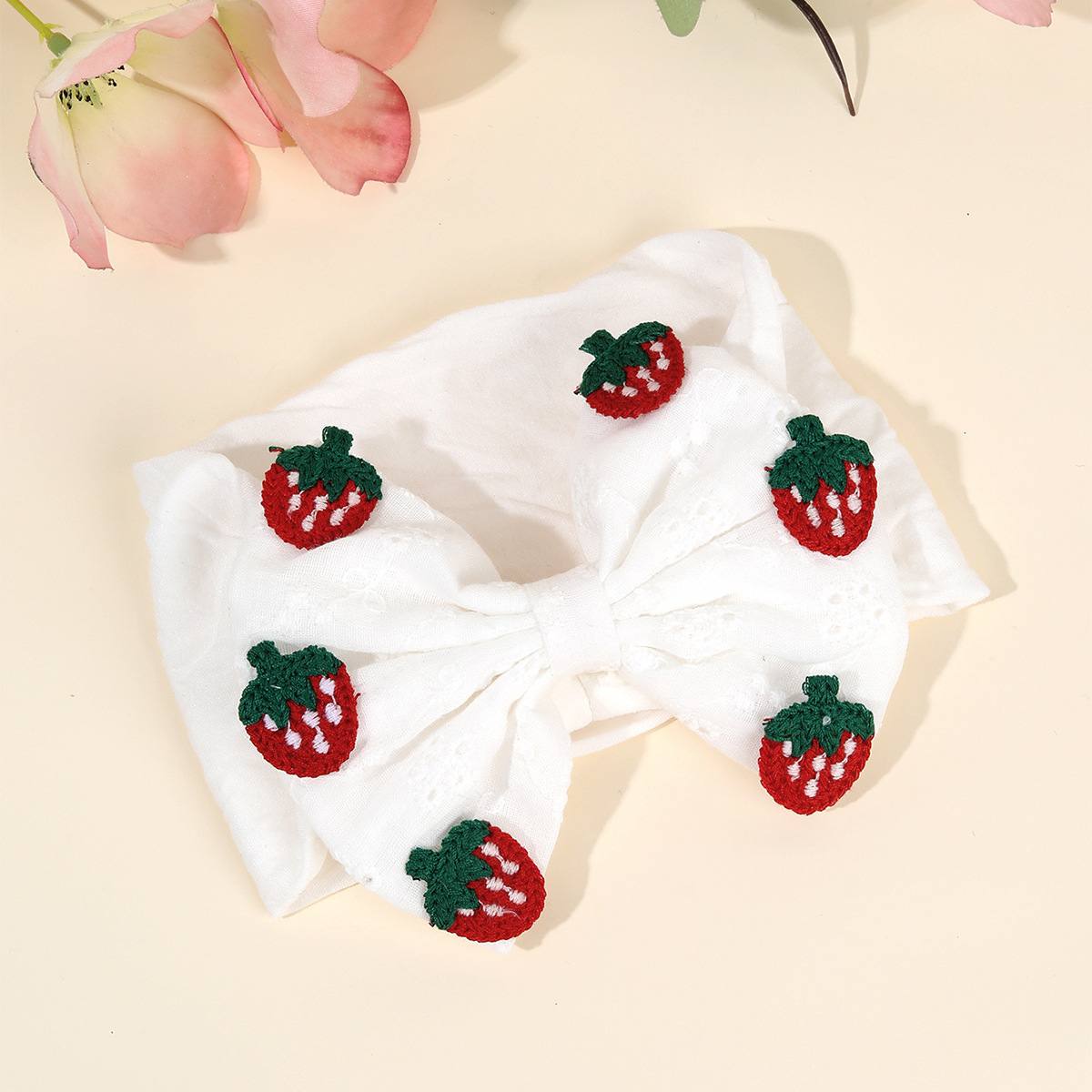 Strawberry Designed Big Bow Baby Headband