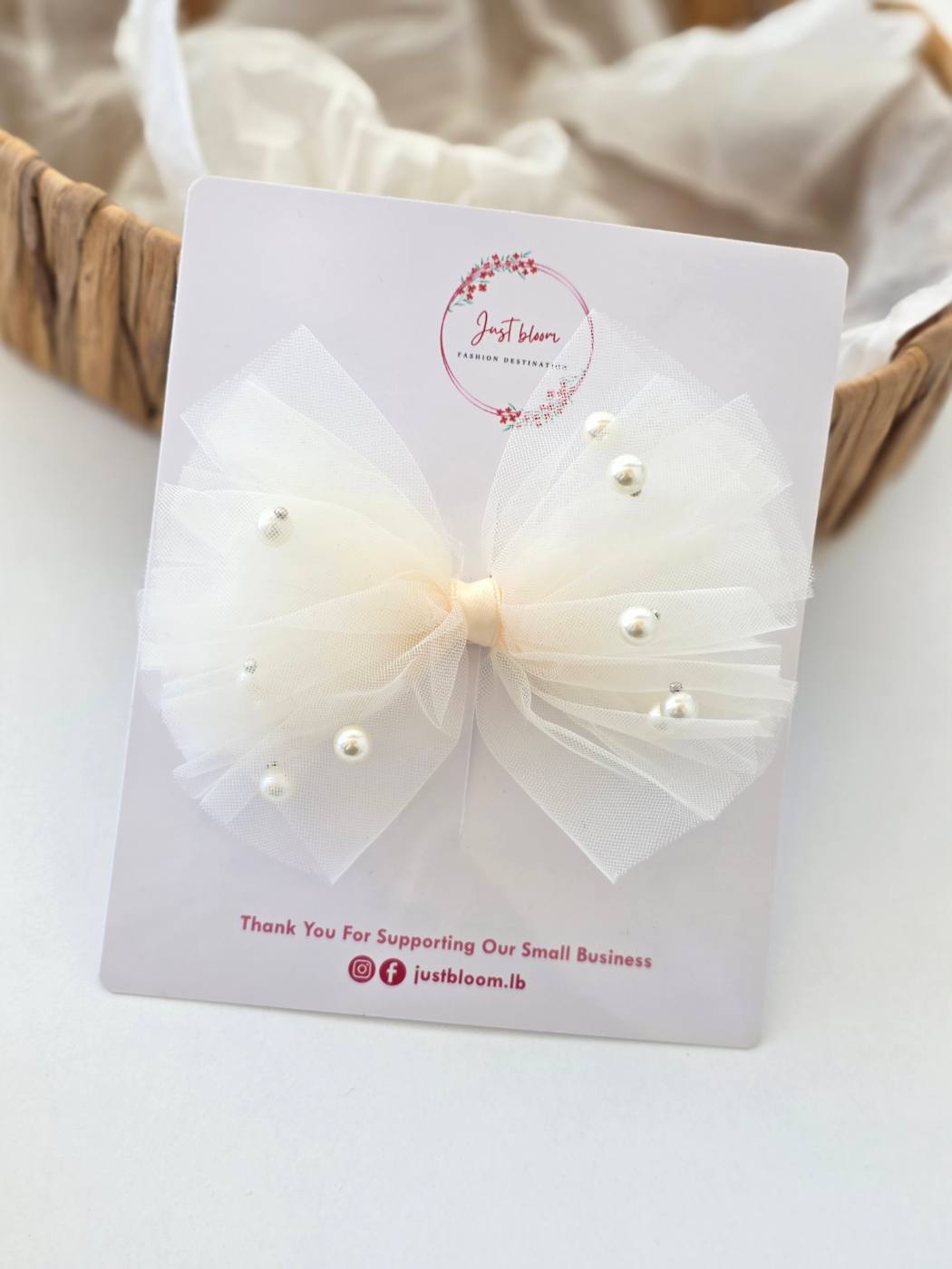 1piece Big Bow Tulle Hair Clip With Pearls