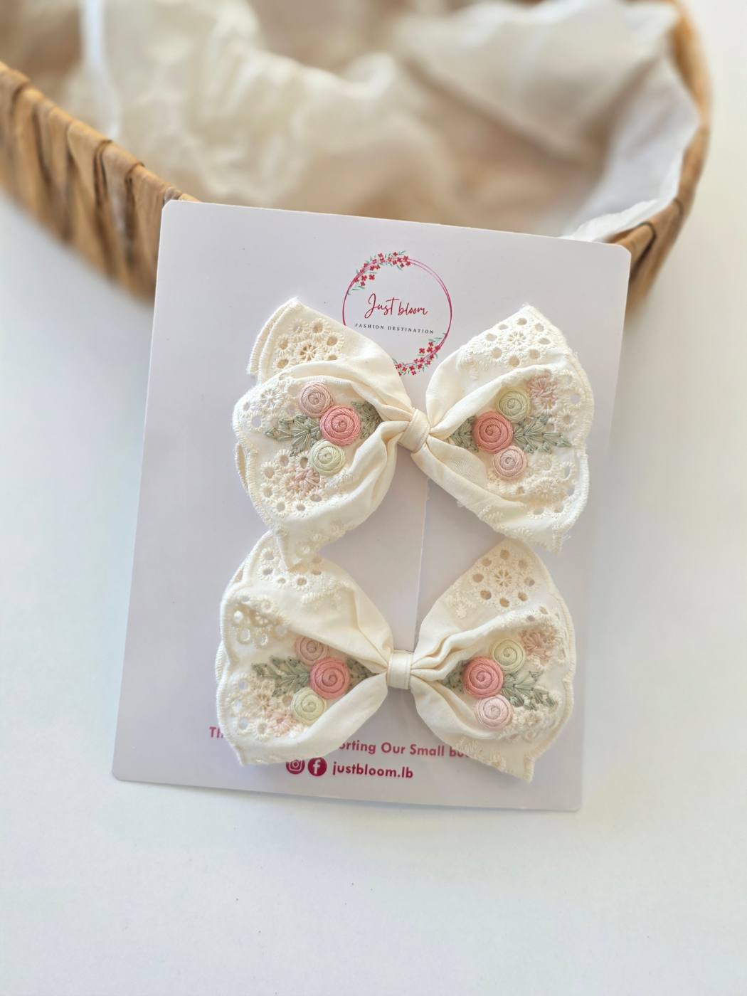 2pcs Ivory Big Bow Hair Clip set