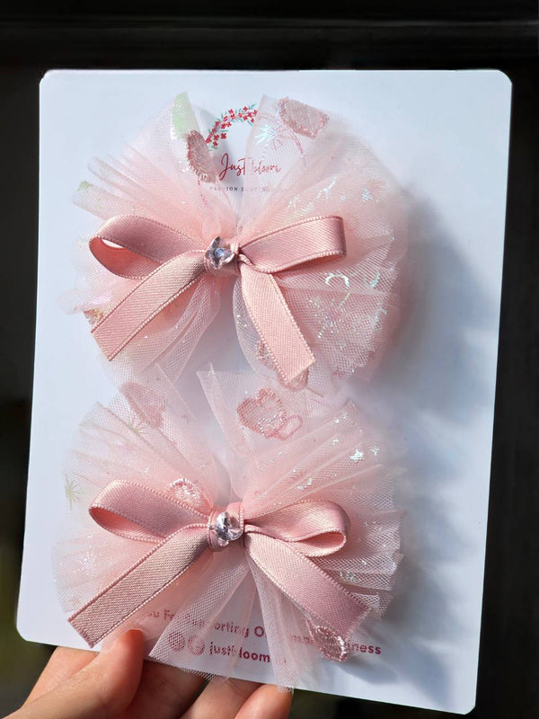 2pcs Blush Pink Bow hair clip