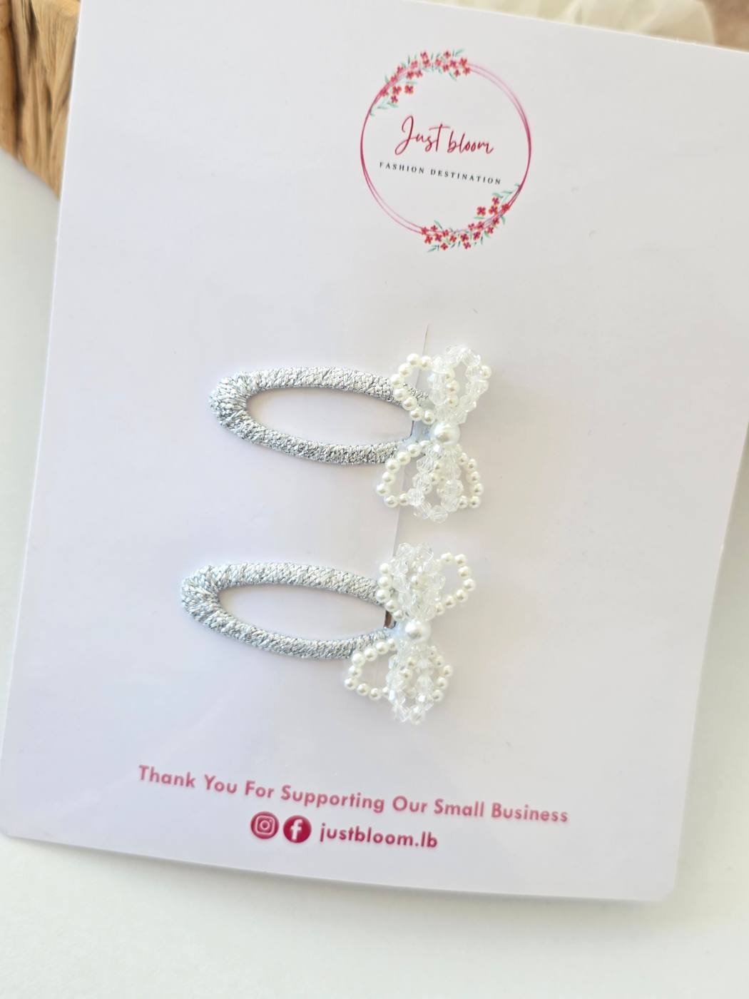 2pcs Pearl Bow Snapclip