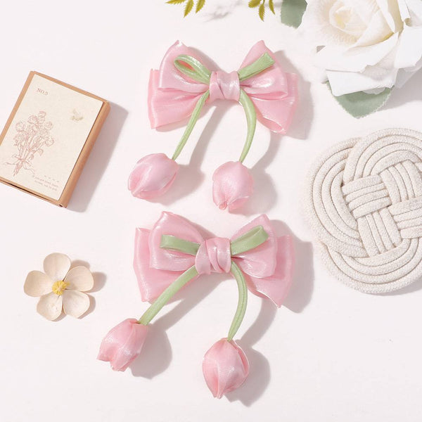 2pcs Pink Tulip Hair Clip