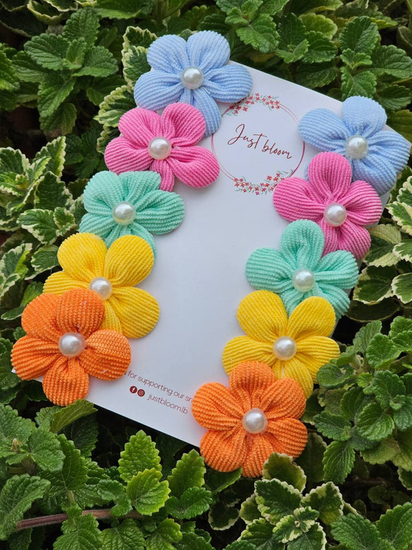 10pcs Summery Colors Flower Hair Clip Set