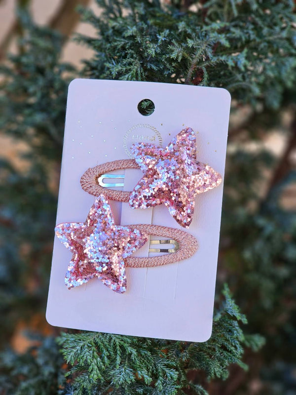2pcs Glittery Star Snap Clip