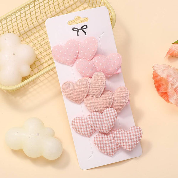 6pcs Heart Patterned Hair Clip Set