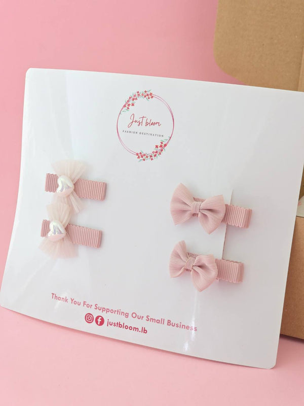 4pcs Mini Bow Hair Clip Set