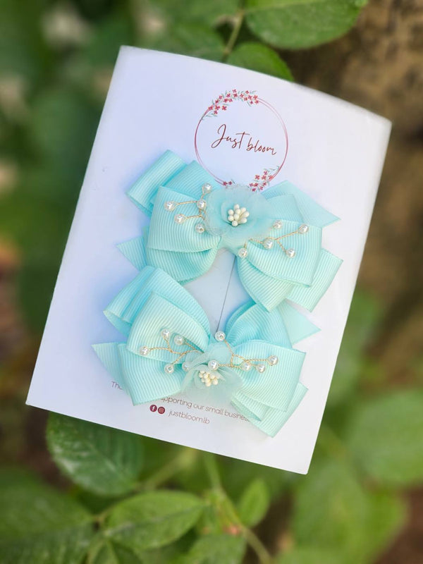 2pcs Mint Green Bow Hair Clip