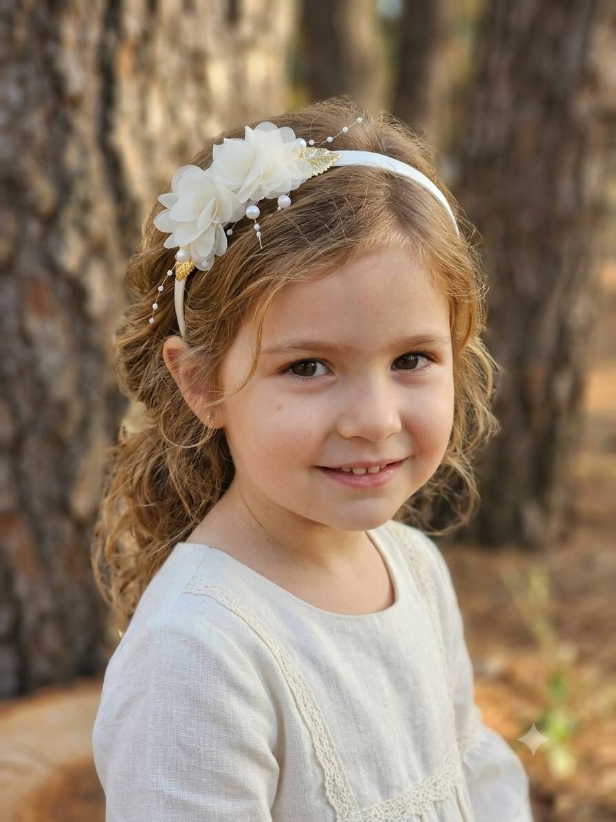 1pc Offwhite and Golden Head Band