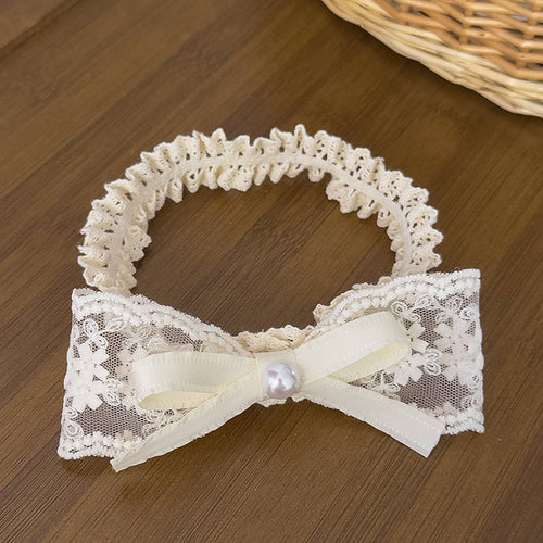 1pc Offwhite Lace and Satin Bow Baby Headband