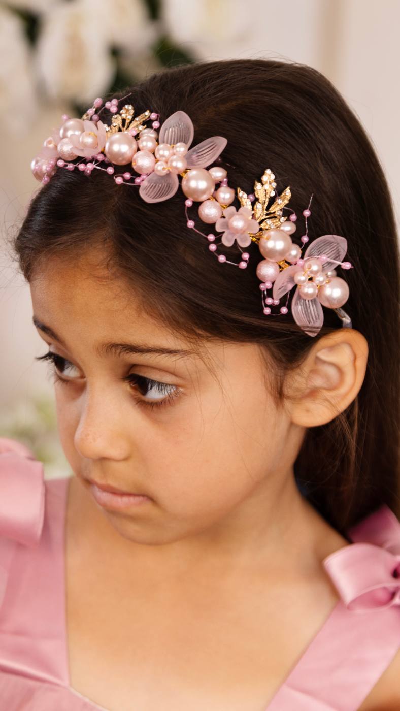 1pc Pearl Crown with Ribbons