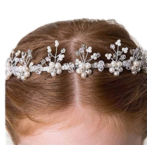 1pc Silver Crown With Pearls