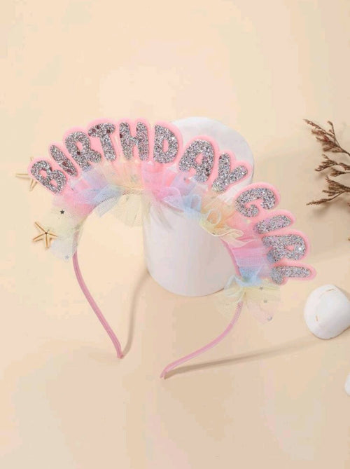 1pc Multicolored Ruffle Birthday Girl Crown