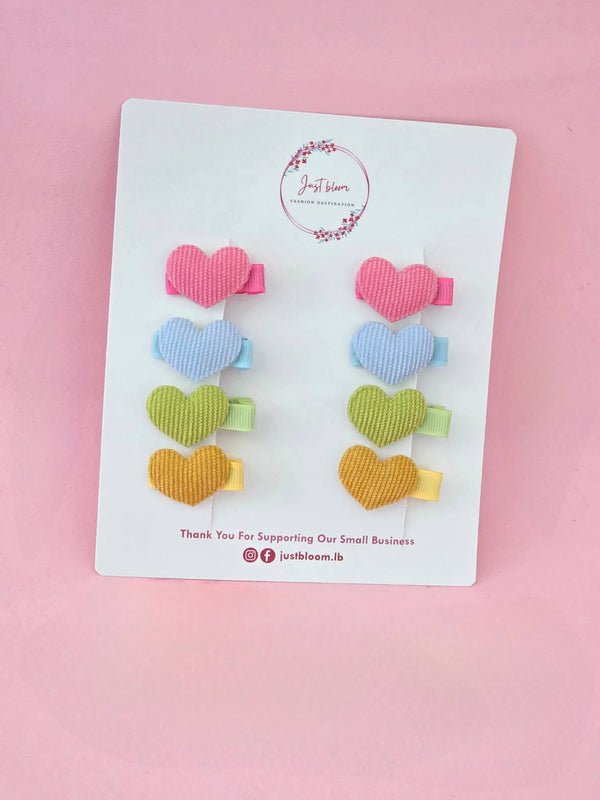 8pcs Summer Colors Heart Hairclip Set