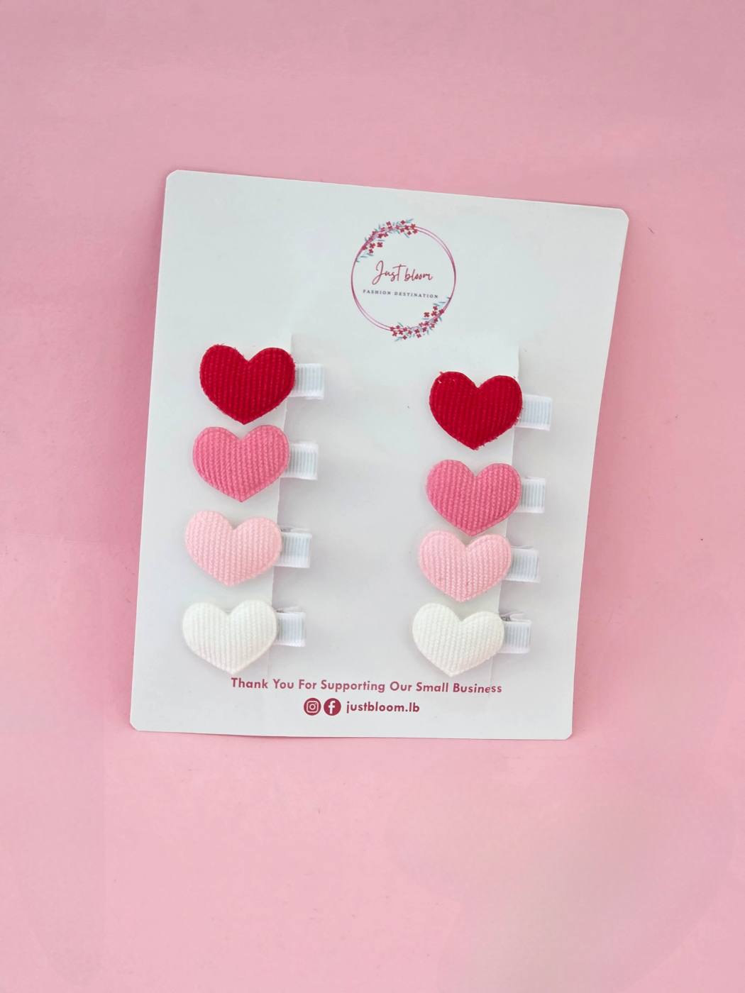 8pcs Pink and Red Hert Hair Clip Set