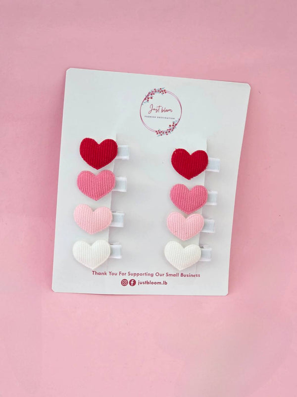 8pcs Pink and Red Hert Hair Clip Set