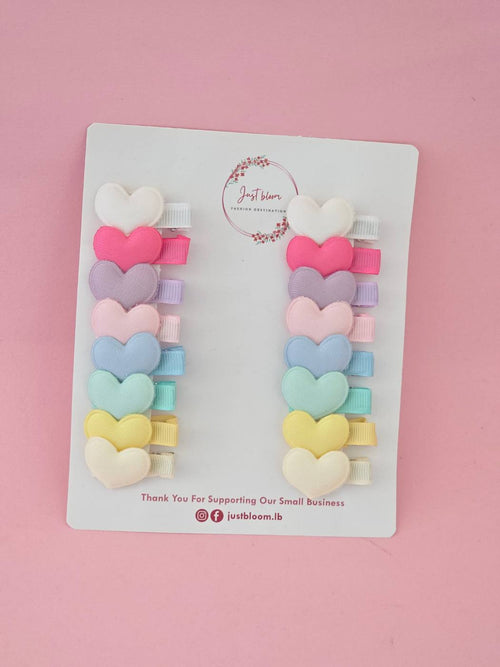 16pcs Colorful Heart Hair Clip set