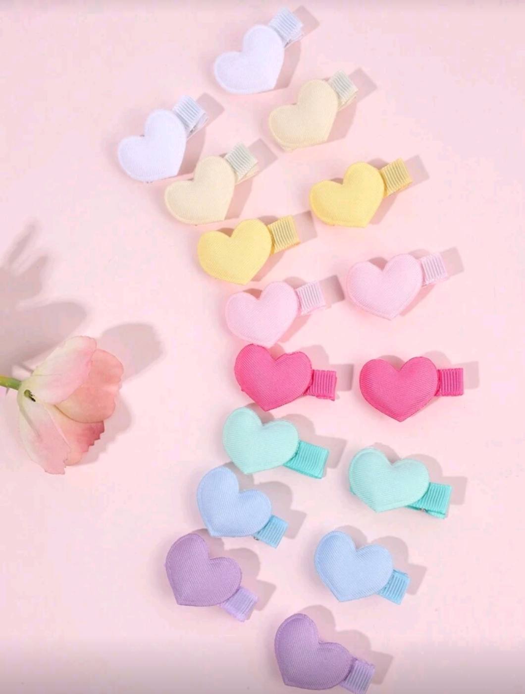 16pcs Colorful Heart Hair Clip set