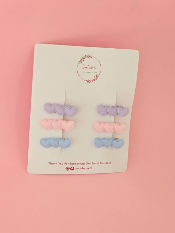 6pcs Small Heart Hair Clip Set
