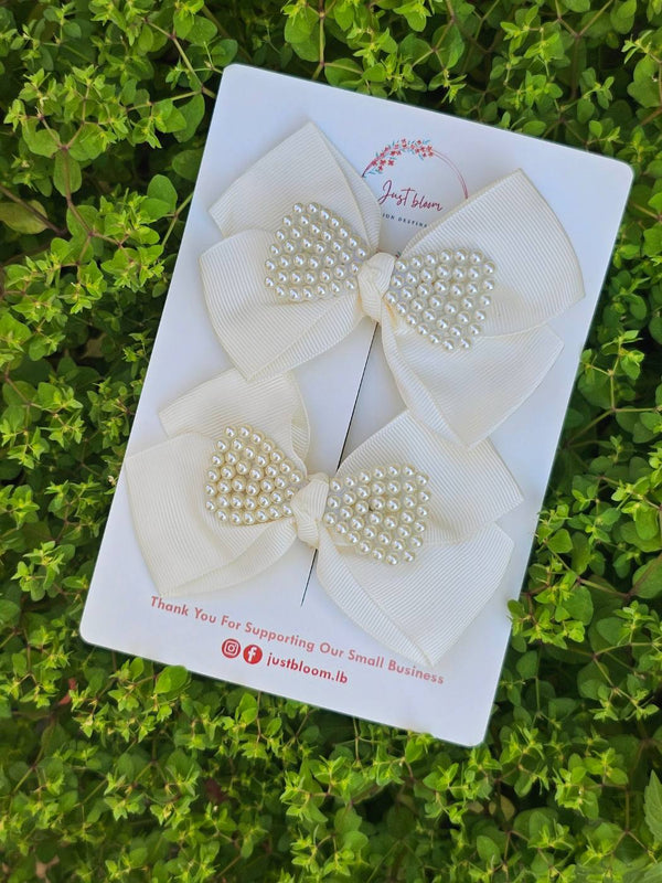 2pcs Big Bow Pearl Hair Clip