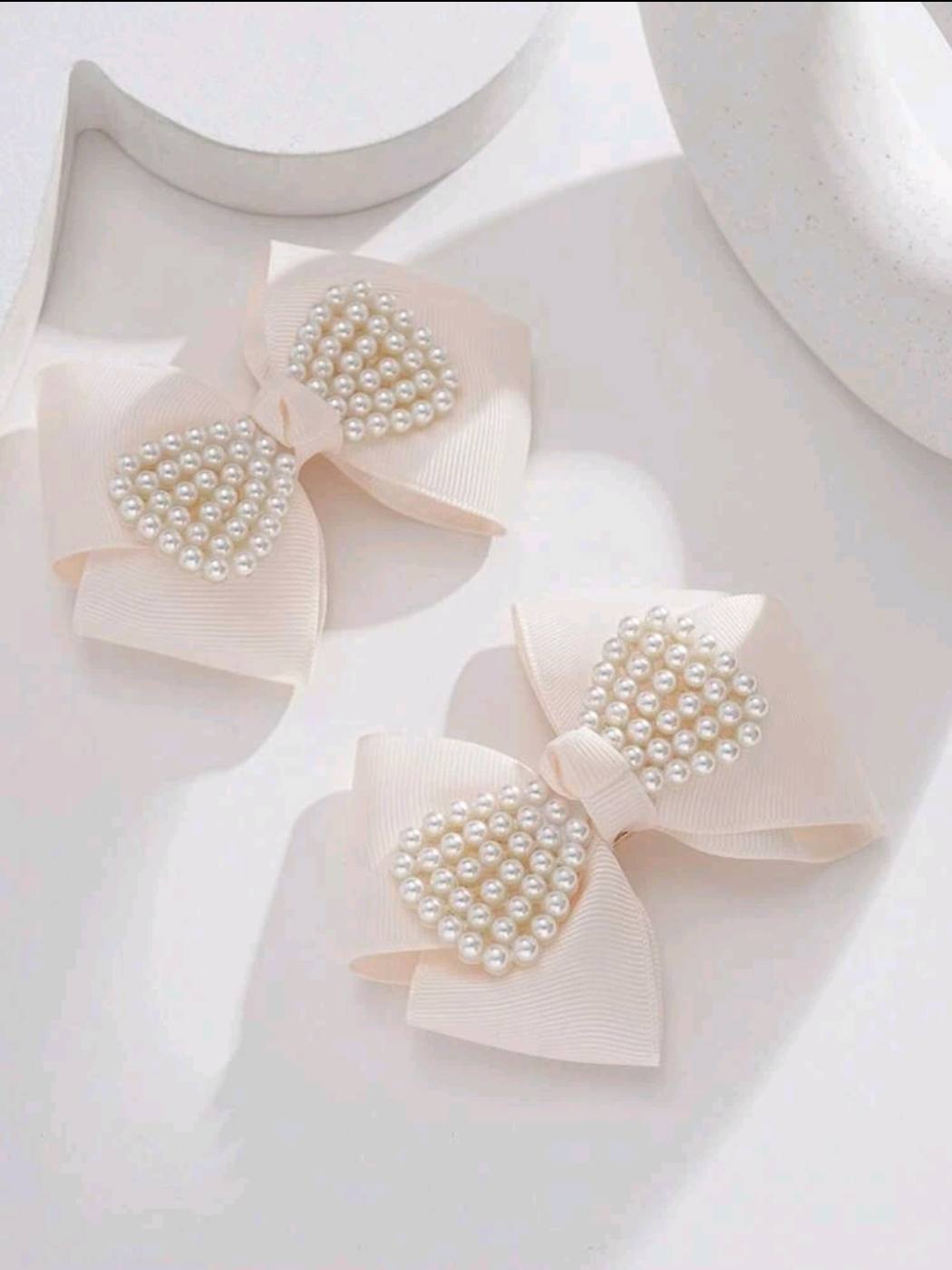 2pcs Big Bow Pearl Hair Clip