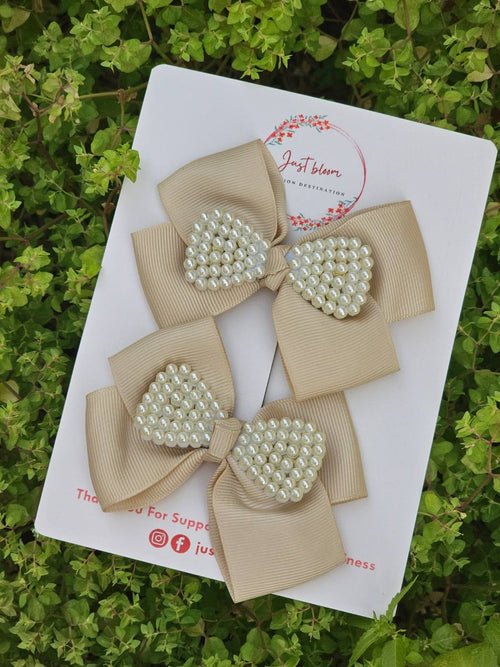 2pcs Big Bow Pearl Hair Clip